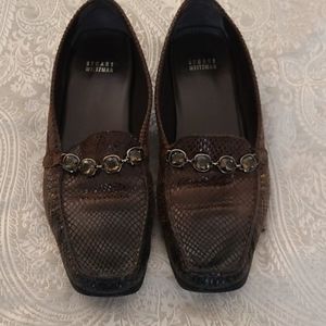 Brown reptile leather loafers
